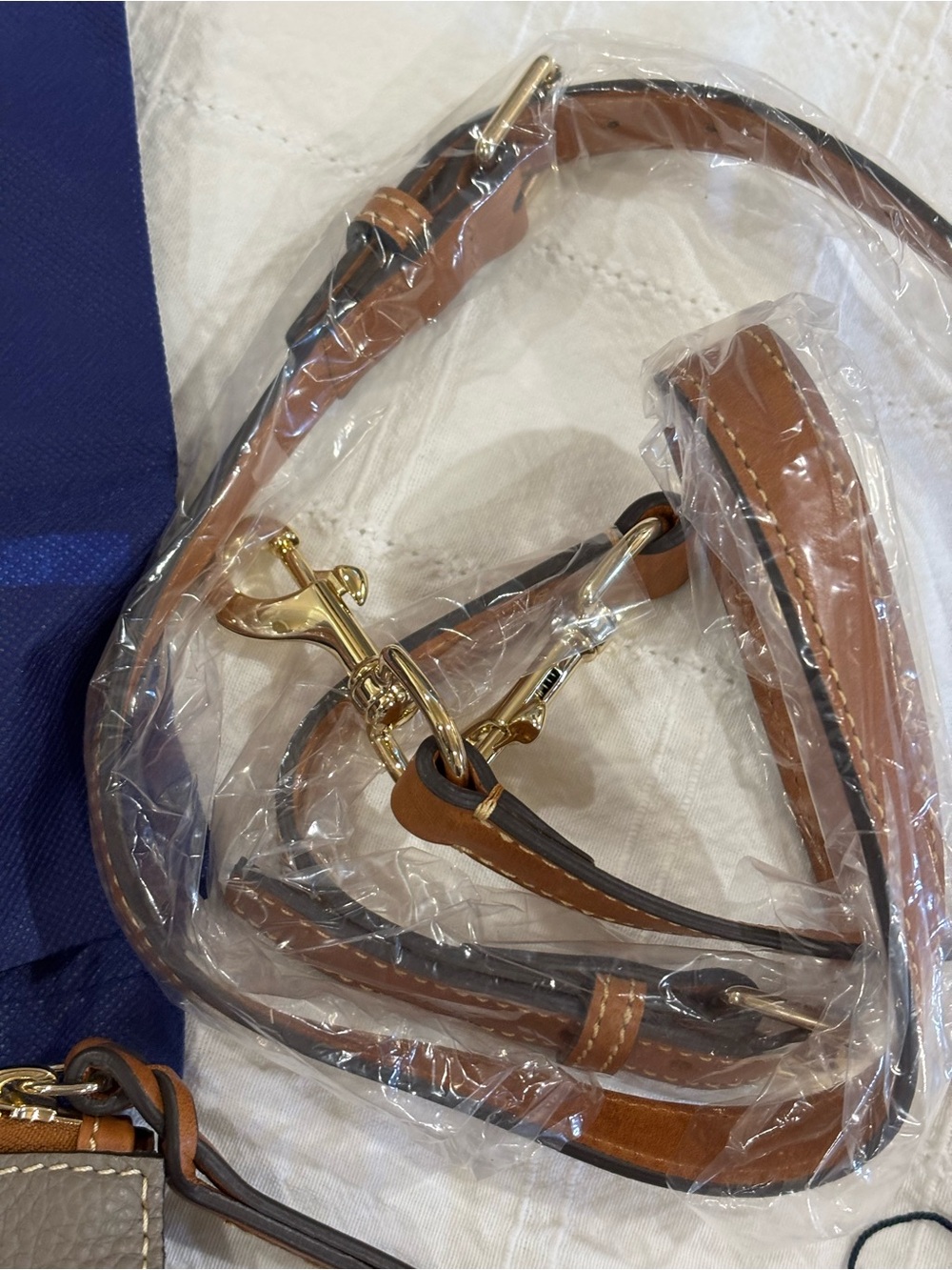Dooney & Bourke Taupe Pebble with Florentine Leather Satchel with Gold Hardware - Picture 4 of 11